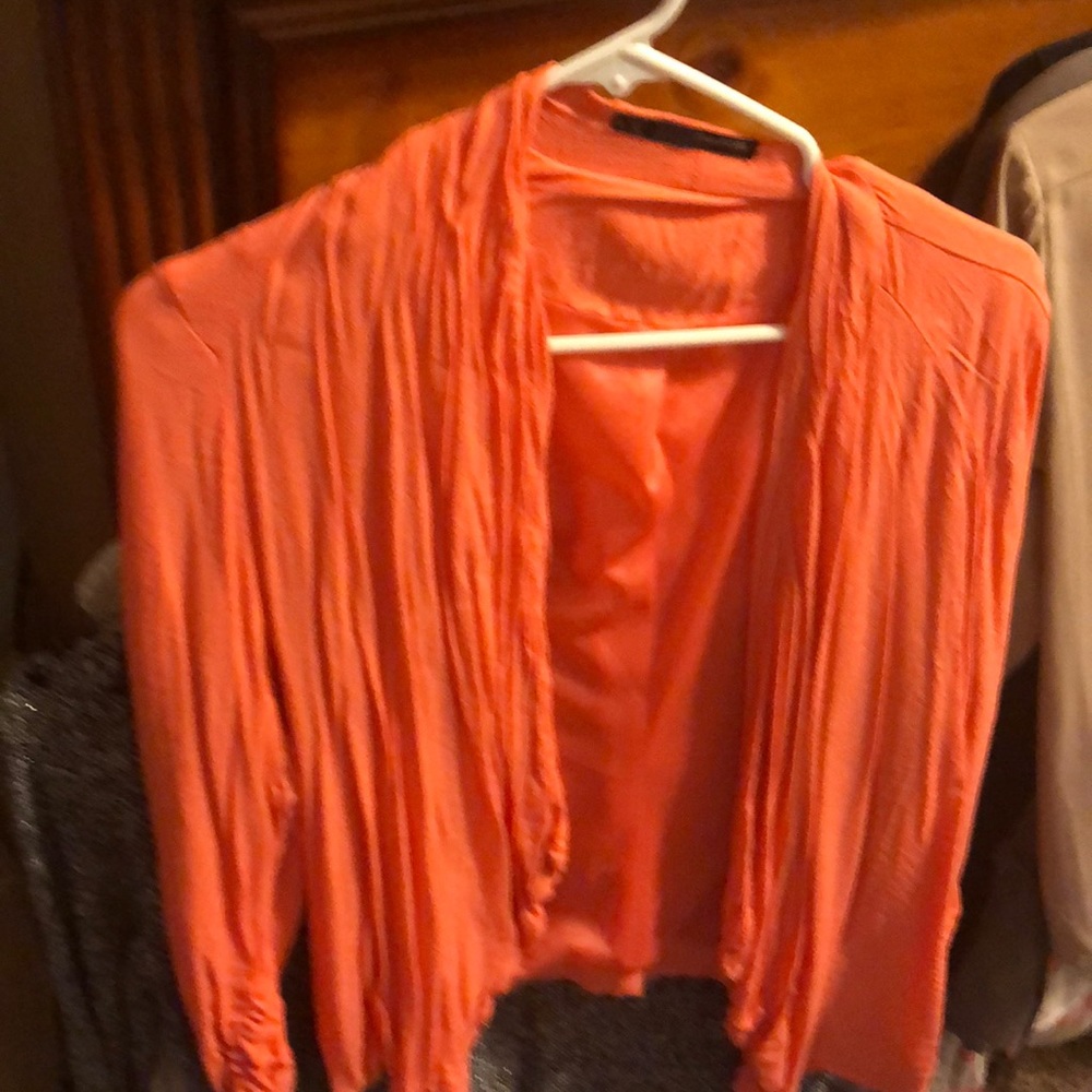 Peach short ruffled Jacket Gently worn